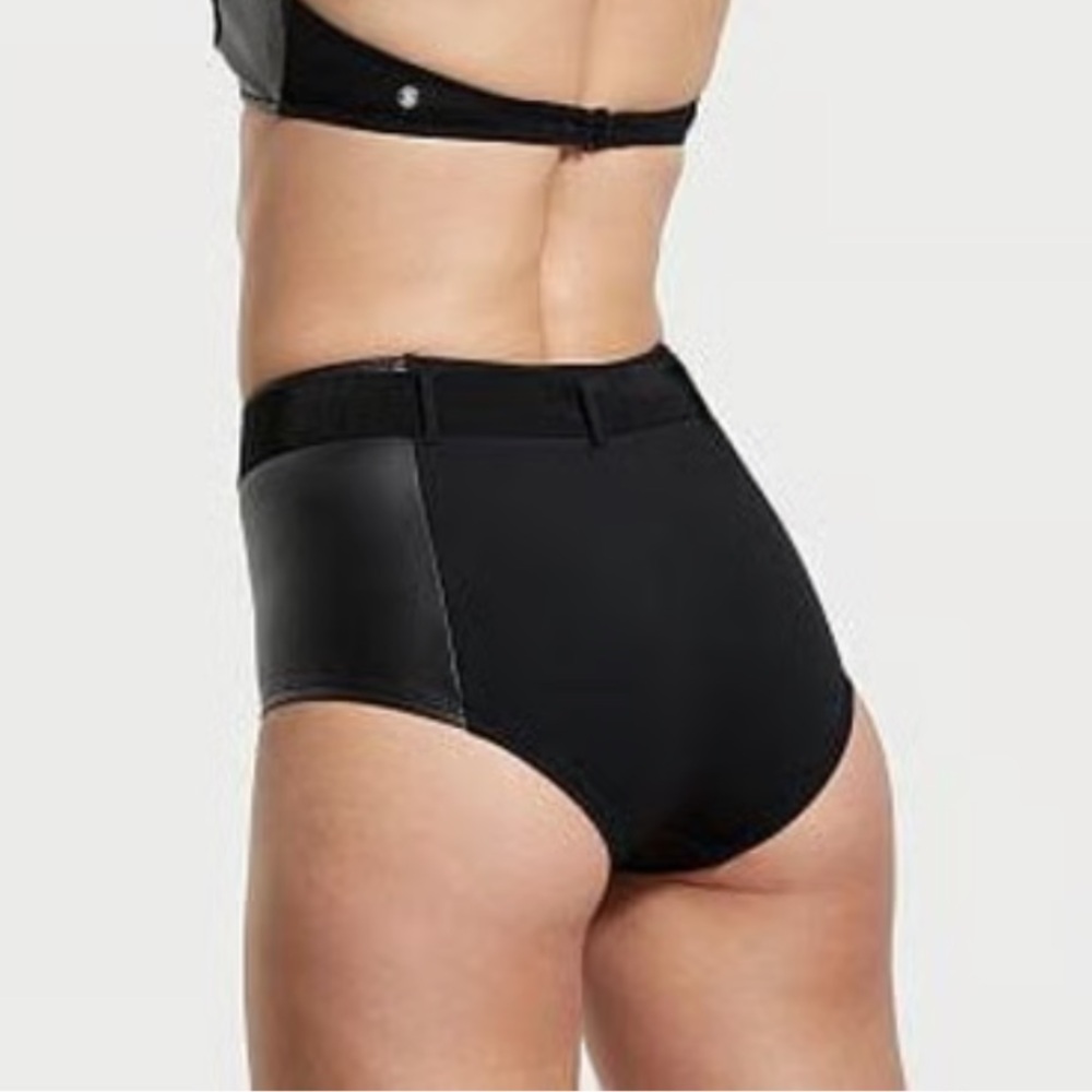 NWT Victoria’s Secret Black Faux Leather Boyshort Bikini Bottom - Picture 2 of 11